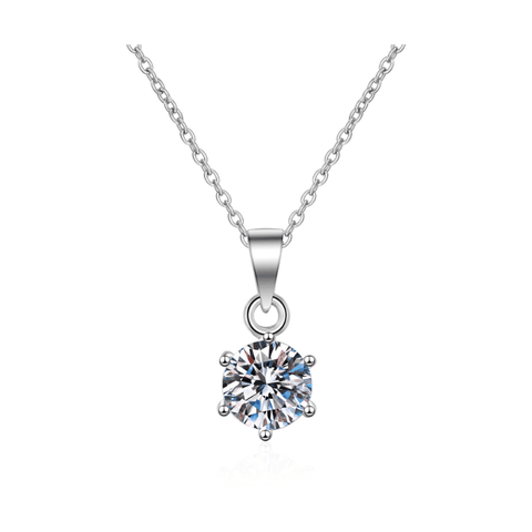 Classic Solitaire Necklace | Dây Chuyền Moissanite 2 Carat Round Cut | Sterling Silver 925 | Kèm Giấy Kiểm Định GRA