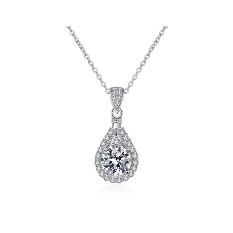 Teardrop Necklace | Dây Chuyền Moissanite 2 Carat Round Cut | Sterling Silver 925 | Kèm Giấy Kiểm Định GRA