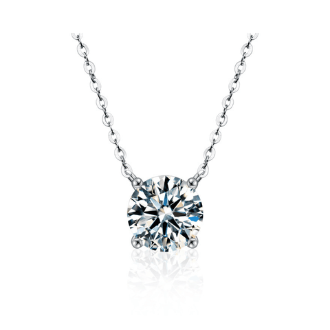 Minimal Solitaire Necklace | Dây Chuyền Moissanite 2 Carat Round Cut | Sterling Silver 925 | Kèm Giấy Kiểm Định GRA