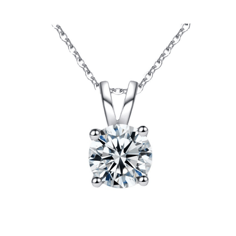 V-Minimal Solitaire Necklace | Dây Chuyền Moissanite 2 Carat Round Cut | Sterling Silver 925 | Kèm Giấy Kiểm Định GRA