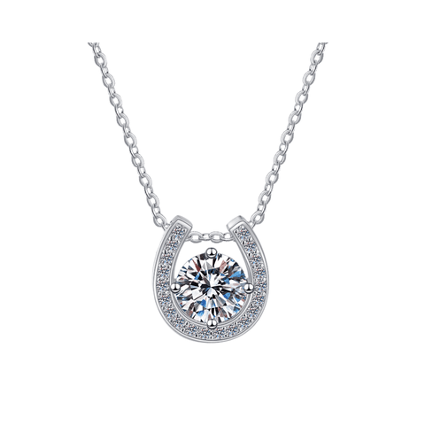 Moon Crescent Necklace | Dây Chuyền Moissanite 2 Carat Round Cut | Sterling Silver 925 | Kèm Giấy Kiểm Định GRA