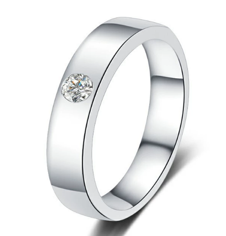 Modern Geometric Men's Ring | Nhẫn Nam Moissanite Round Cut | Sterling Silver 925