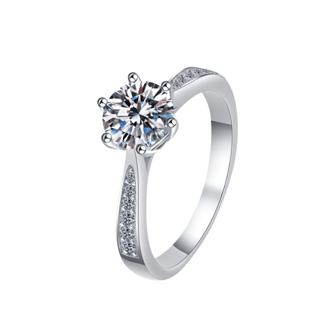 Signature Solitaire Ring | Nhẫn Moissanite 2 Carat Round Cut | Sterling Silver 925 | Kèm Giấy Kiểm Định
