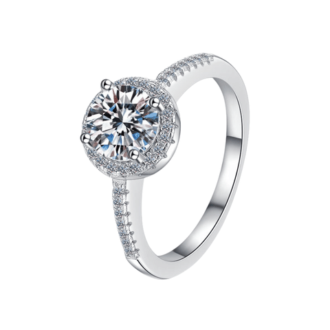 Camellia Halo Ring | Nhẫn Moissanite 2 Carat Round Cut | Sterling Silver 925 | Kèm Giấy Kiểm Định GRA
