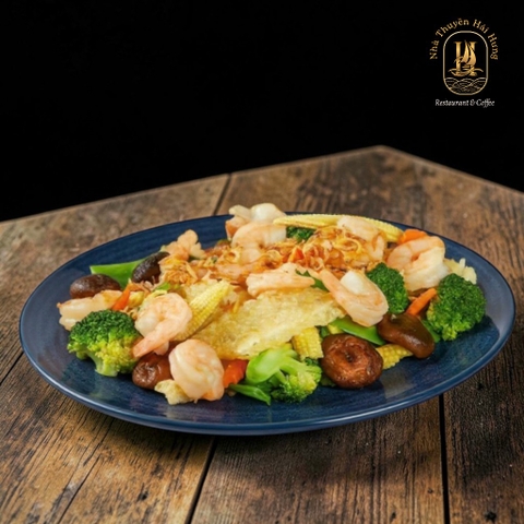 Tôm Xào Tứ Quý - Đặt trước (Stir-Fried Prawns with Seasonal Vegetables)