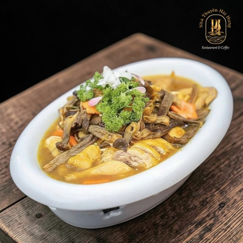 Gà Hấp Nấm Lộc Nhung Thượng Hạng (Premium Steamed Chicken with Velvet Mushrooms)