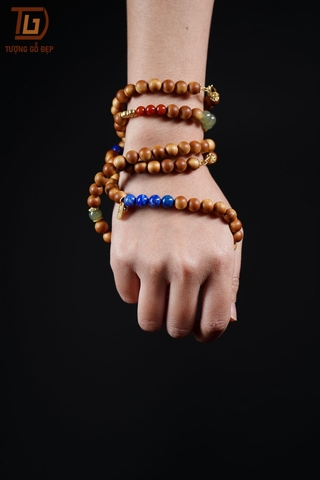 VÒNG 108 HẠT HOÀNG ĐÀN MIX NGŨ HÀNH 16095