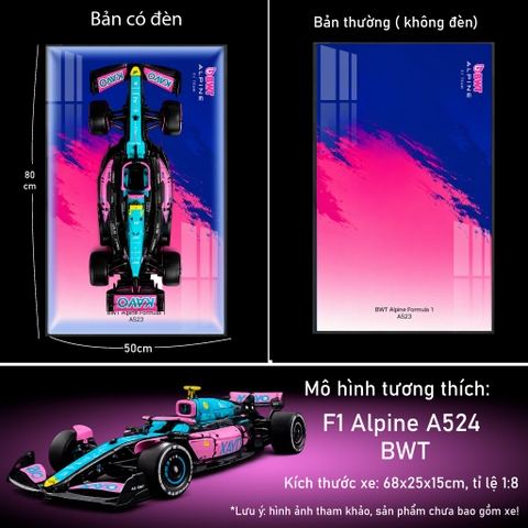 Tranh Treo Mô Hình Xe F1 Alpine A523 BWT Tỉ Lệ 1:8