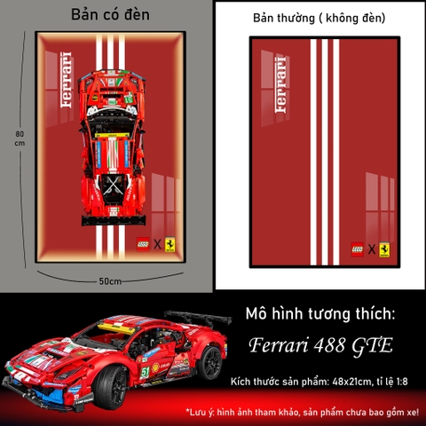 Tranh Treo Mô Hình Siêu Xe Ferrari 488 GTE Tỉ Lệ 1:10