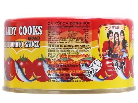 CÁ MÒI SỐT CÀ 3 CÔ GÁI 190G - CÁ NỤC SỐT CÀ - THREE LADY COOKS