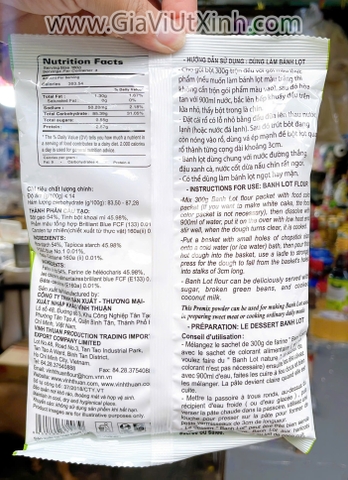 BỘT BÁNH LỌT VĨNH THUẬN 300G – BỘT LÀM CHÈ BÁNH LỌT NƯỚC CỐT DỪA [NT]