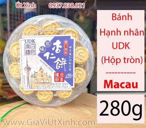 BÁNH HẠNH NHÂN MACAU UDK 280G - HỘP TRÒN NHẬP KHẨU