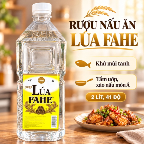 RƯỢU NẤU ĂN LÚA FAHE 2 LÍT 41 ĐỘ – RƯỢU TRẮNG DÙNG CHẾ BIẾN MÓN ĂN