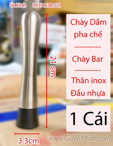 CHÀY DẦM PHA CHẾ INOX 21CM – ĐẦU NHỰA – DÙNG CHO BAR, COCKTAIL