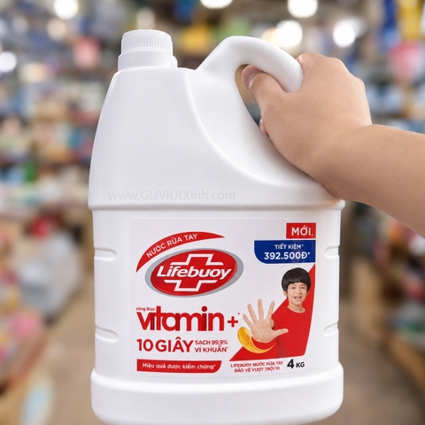 NƯỚC RỬA TAY LIFEBUOY VITAMIN+ CAN 4KG – SẠCH 99,9% VI KHUẨN [NT]