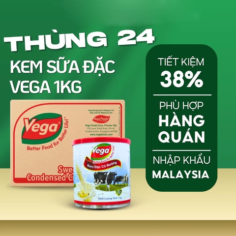 KEM ĐẶC CÓ ĐƯỜNG VEGA 1KG - SỮA ĐẶC MALAYSIA (THÙNG 24 LON)
