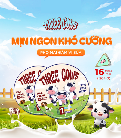 PHÔ MAI AI CẬP THREE COWS 16 MIẾNG 204G – CREAMY CHEESE THREE COWS