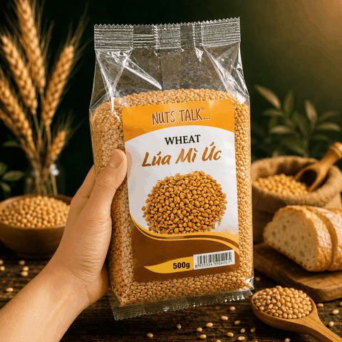 HẠT LÚA MÌ ÚC NUTS TALK 500G - NGUYÊN HẠT LÀM BÁNH, NẤU CHÁO