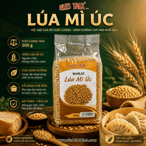 HẠT LÚA MÌ ÚC NUTS TALK 500G - NGUYÊN HẠT LÀM BÁNH, NẤU CHÁO