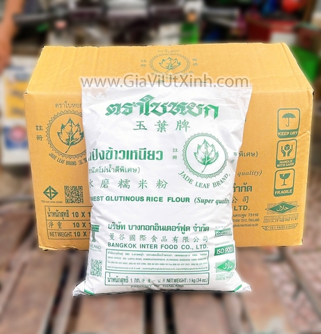(NGUYÊN THÙNG) TINH BỘT NẾP THÁI LAN CHIẾC LÁ 1KG – JADE LEAF BRAND