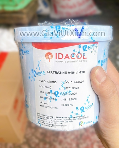 BỘT MÀU THỰC PHẨM VÀNG CHANH IDACOL 500G - TARTRAZINE - BỘT MÀU ẤN ĐỘ