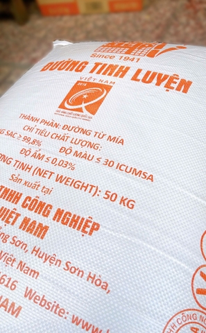 ĐƯỜNG TINH LUYỆN KCP 50KG - ĐƯỜNG CÁT TRẮNG PHÚ YÊN NGUYÊN BAO