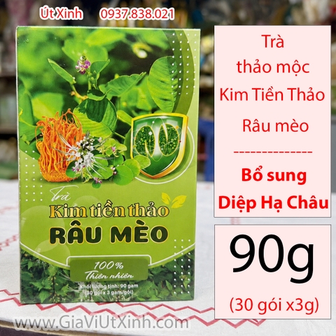 TRÀ THẢO MỘC KIM TIỀN THẢO RÂU MÈO 90G – CÓ DIỆP HẠ CHÂU, 30 GÓI X 3G