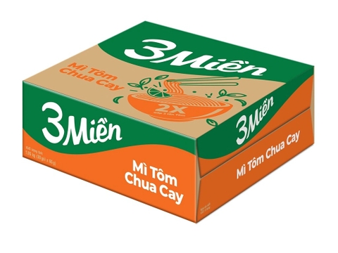 MÌ 3 MIỀN TÔM CHUA CAY 65G (THÙNG 30 GÓI) – MÌ ĂN LIỀN