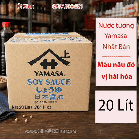 NƯỚC TƯƠNG YAMASA NHẬT BẢN 20 LÍT – MÀU NÂU ĐỎ, VỊ HÀI HÒA