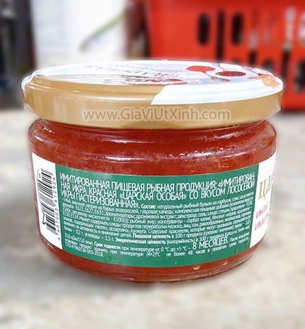 TRỨNG CÁ HỒI ĐỎ CAVIAR TSARSKAYA EVROPROM 220G – NHẬP KHẨU NGA