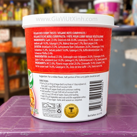 GIA VỊ CÀ RI ĐỎ (ĂN CHAY) THÁI LAN MAE PLOY 400G - VEGAN RED CURRY PASTE