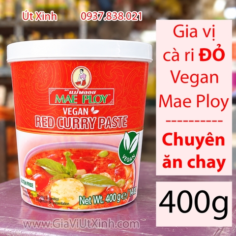 GIA VỊ CÀ RI ĐỎ (ĂN CHAY) THÁI LAN MAE PLOY 400G - VEGAN RED CURRY PASTE