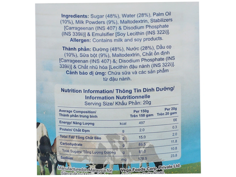 KEM ĐẶC CÓ ĐƯỜNG VEGA 1KG - SỮA ĐẶC MALAYSIA (THÙNG 24 LON)