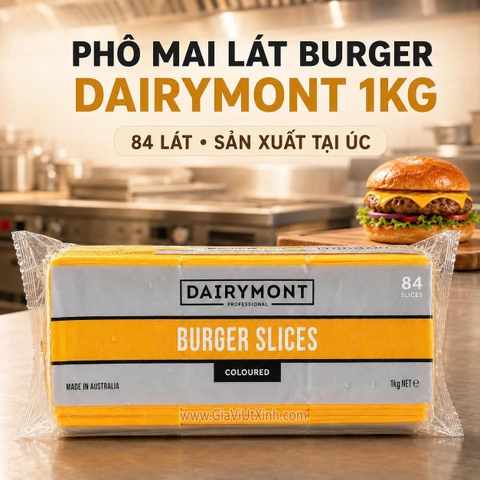 PHÔ MAI LÁT BURGER DAIRYMONT 1KG – 84 LÁT, XUẤT XỨ ÚC