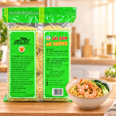 MÌ TRỨNG SÀI GÒN ĐẶC BIỆT 500G - MÌ KHÔ DẠNG VẮT, MÌ XÀO
