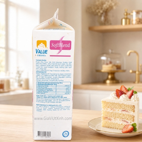 KEM TOPPING VALUE PRIDE SOFTBLEND 1KG - KEM THỰC VẬT ĐÁNH BÔNG TRANG TRÍ BÁNH