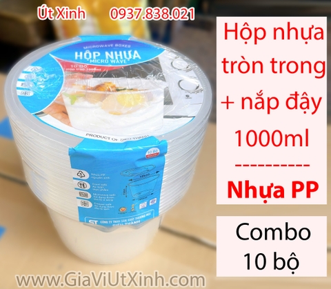 (NGUYÊN THÙNG) HỘP NHỰA TRÒN TRONG 1000ML SIÊU THÀNH + NẮP ĐẬY – 240 CÁI