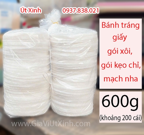 BÁNH TRÁNG GIẤY GÓI XÔI, GÓI KẸO CHỈ,KẸO MẠCH NHA 600G - KHOẢNG 200 CÁI