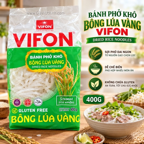 BÁNH PHỞ KHÔ BÔNG LÚA VÀNG VIFON 400G - DRIED RICE NOODLES