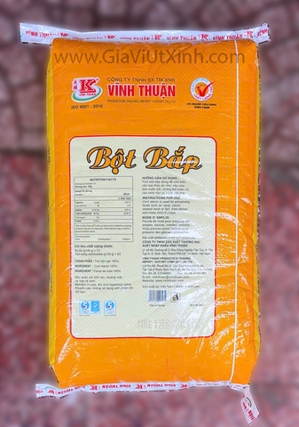 BỘT BẮP VĨNH THUẬN BAO LỚN 10 KG - CORN STARCH - NGUYÊN CHẤT 100%
