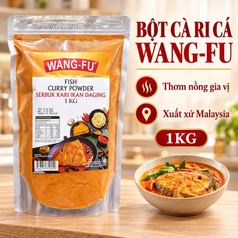 BỘT CÀ RI CÁ WANG-FU 1KG – FISH CURRY POWDER MALAYSIA - SERBUK KARI IKAN DAGING