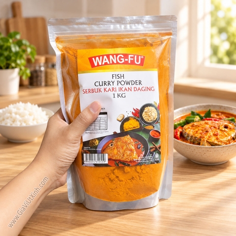 BỘT CÀ RI CÁ WANG-FU 1KG – FISH CURRY POWDER MALAYSIA - SERBUK KARI IKAN DAGING