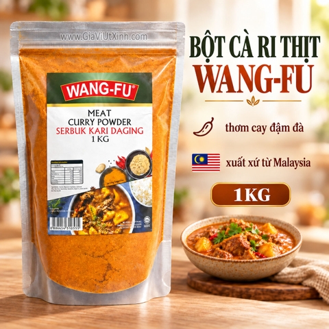 BỘT CÀ RI THỊT WANG-FU 1KG – MEAT CURRY POWDER MALAYSIA - SERBUK KARI IKAN DAGING