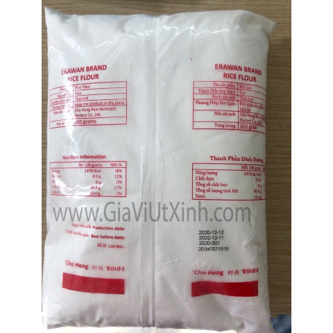 BÔT GẠO THÁI LAN 3 CON VOI 600G - ERAWAN BRAND RICE FLOUR