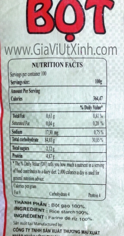 BỘT GẠO VĨNH THUẬN BAO LỚN 10KG - VINH THUAN RICE STARCH