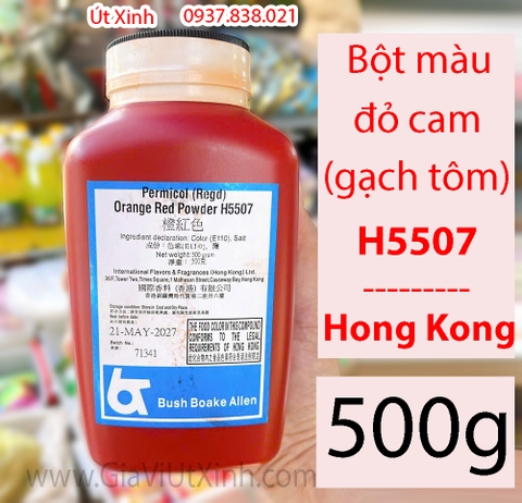 BỘT MÀU ĐỎ CAM (MÀU GẠCH TÔM) 500G – PERMICOL ORANGE RED H5507 – BỘT MÀU THỰC PHẨM HONG KONG