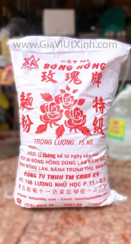 BỘT MÌ BÔNG HỒNG ĐỎ SANH KÝ 15KG - RED ROSE WHEAT FLOUR -  BỘT MÌ HOA HỒNG ĐỎ