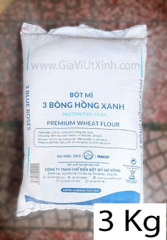 BỘT MÌ CAO CẤP 3 BÔNG HỒNG XANH (1KG- 3KG- 5KG) - PROTEIN 9%-12%