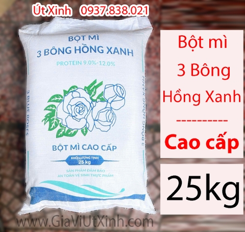 BỘT MÌ CAO CẤP 3 BÔNG HỒNG XANH 25KG - PROTEIN 9.0%-12.0%