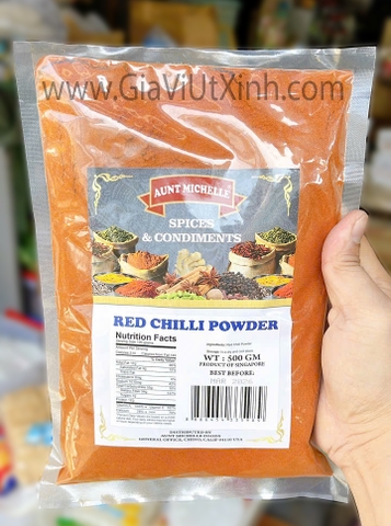 BỘT ỚT ĐỎ AUNT MICHELLE 500G - BỘT ỚT MỸ CAY NỒNG, NGUYÊN CHẤT - RED CHILLI POWDER